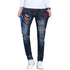 Embroidery Printed Blue Denim Casual Men's Jeans Patch Straight Pants
